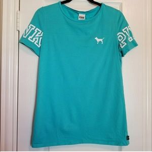 Pink, oversized t-shirt, Aqua, women’s size small